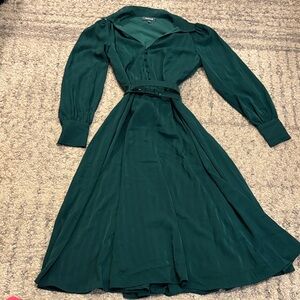 Modcloth Emerald Green Long Sleeve Dress